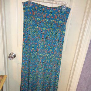 LuLaRoe maxi skirt size medium new without tags blue with greens and orange